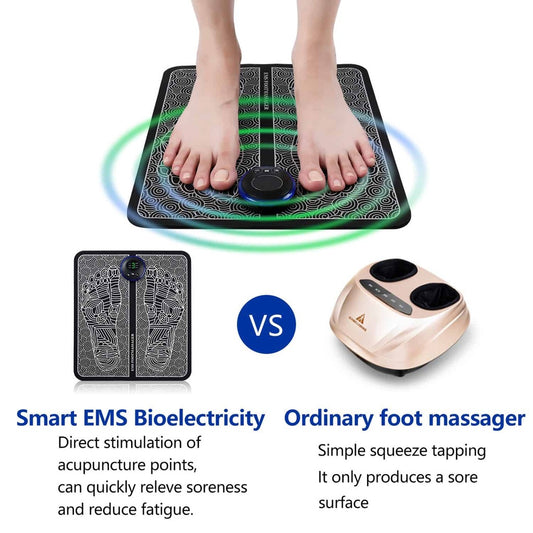 EMS Foot Massager Mat Electric USB Charging Smart Display Tens Acupuncture Feet Cushion Blood Circulation Pad Health Care Home (Without Box) - Foot Massager