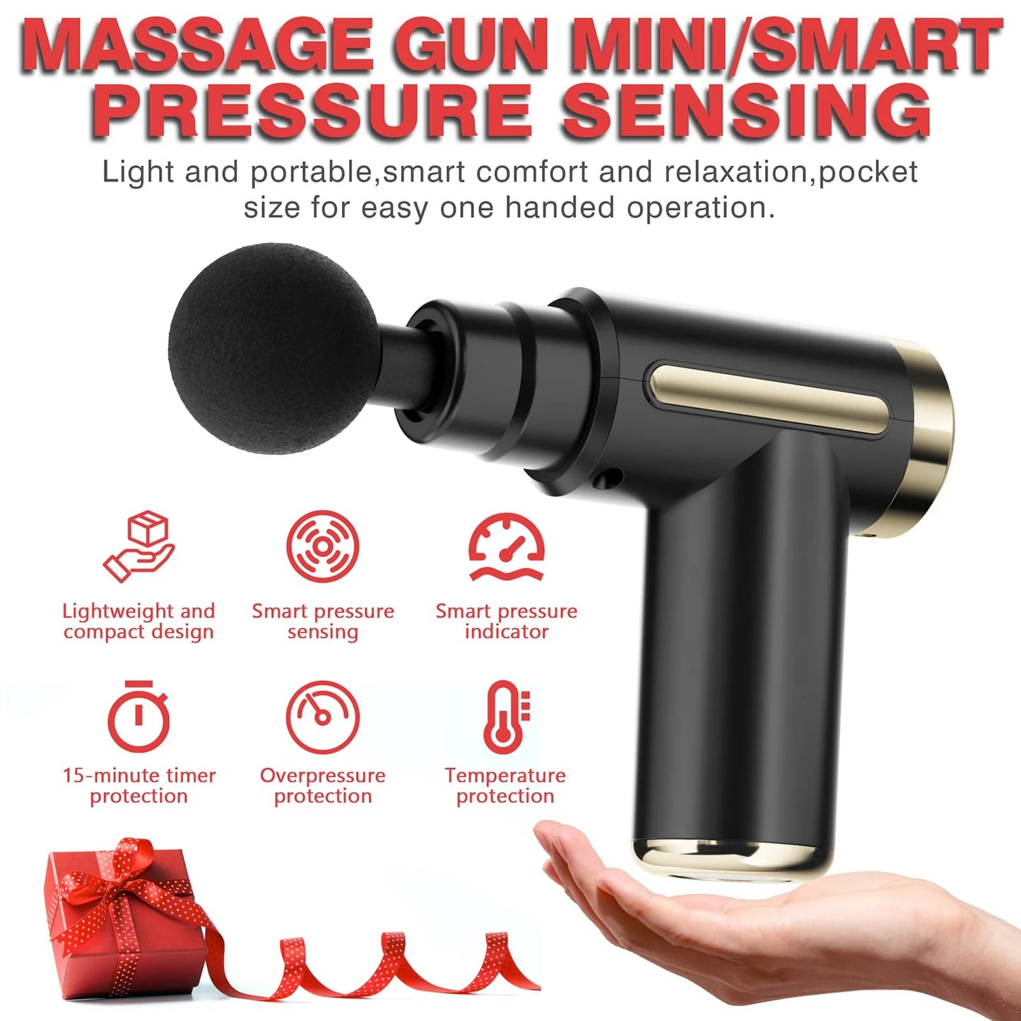 4-in-1 Gun Massager | 6 Speed C-Type Massager For Deep Tissue Massage | Portable Handheld Electric Body Therapy for Pain Relief, Relaxation & Muscle Recovery (Random Color)