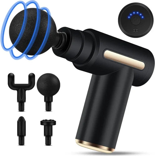 4-in-1 Gun Massager | 6 Speed C-Type Massager For Deep Tissue Massage | Portable Handheld Electric Body Therapy for Pain Relief, Relaxation & Muscle Recovery (Random Color)